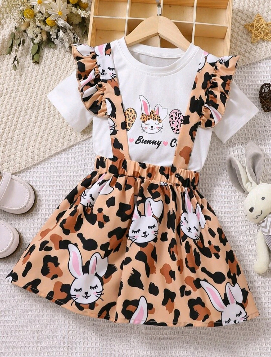 White Bunny blouse with tiger rabbit skirt