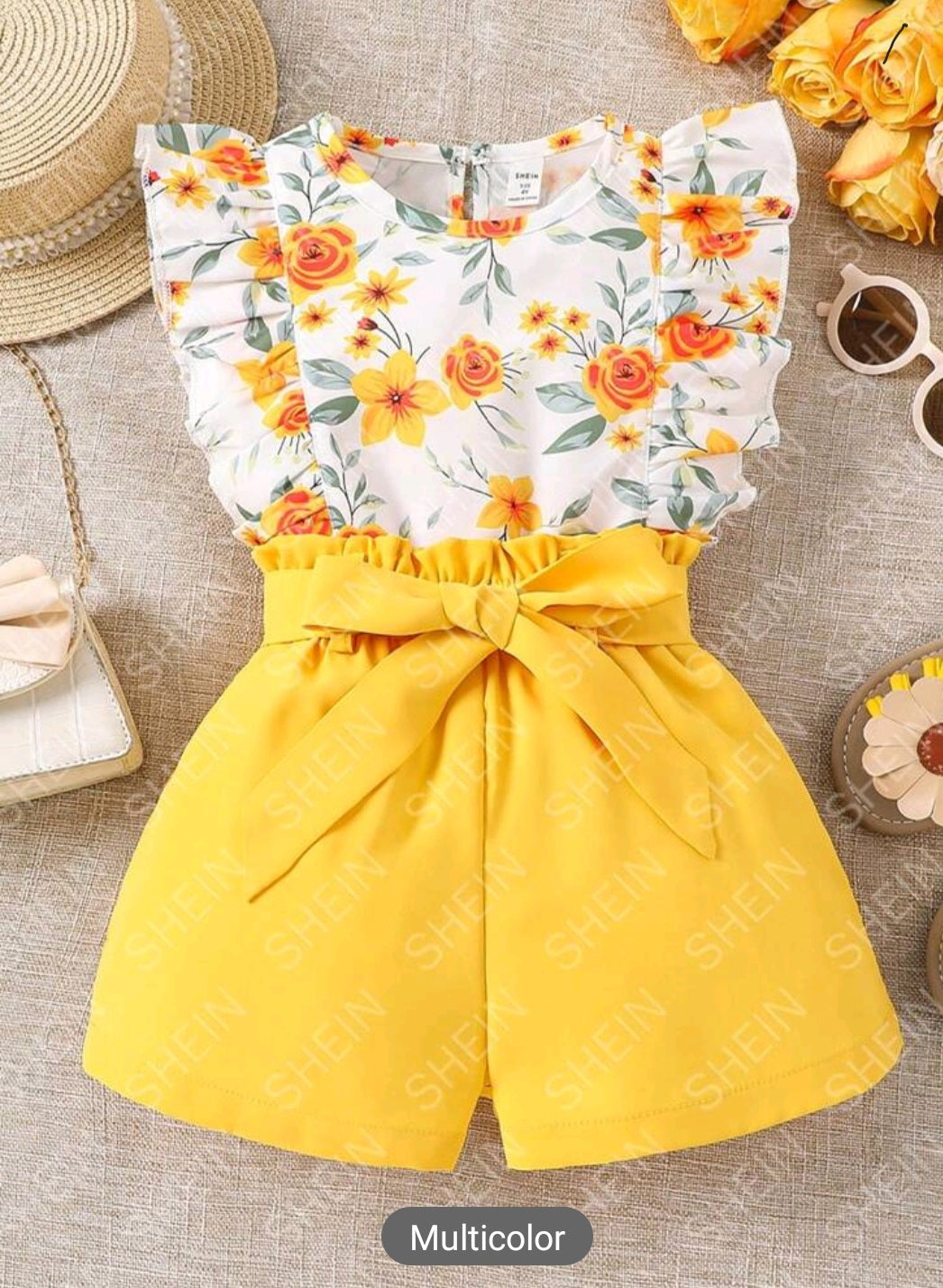 Blusa floreada short amarillo