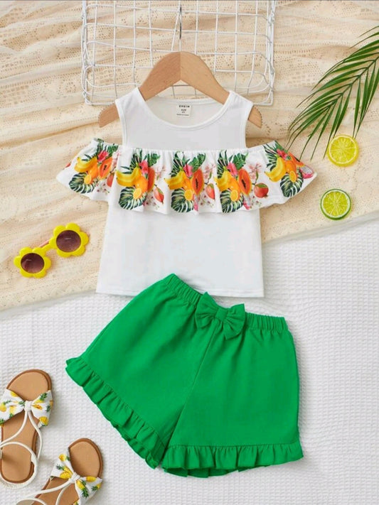 Campesina blanca short verde