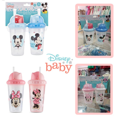 Set de 2 vasos con pajilla Disney Mickey celeste