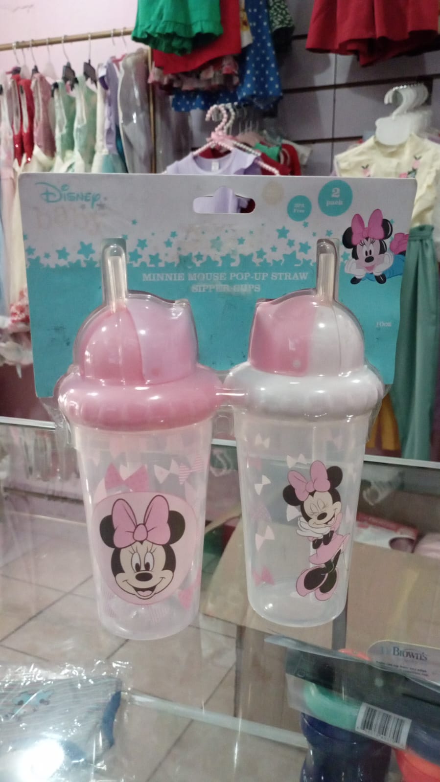 Set de 2 vasos con pajilla Disney Mickey celeste